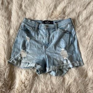 Hollister Women's Blue Ripped Jean Shorts